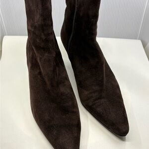 Stuart Weitzman Dark Brown Suede Heeled Boots